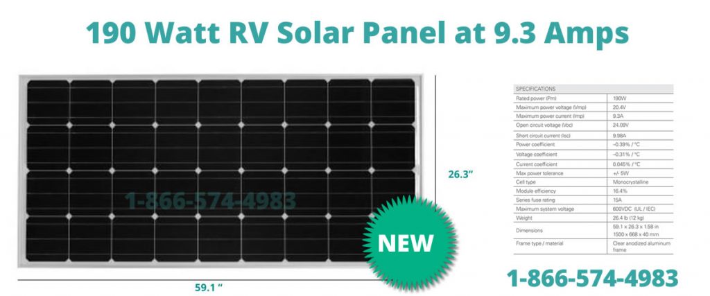 190 W MONOCRYSTALLINE SOLAR PANEL RIGID